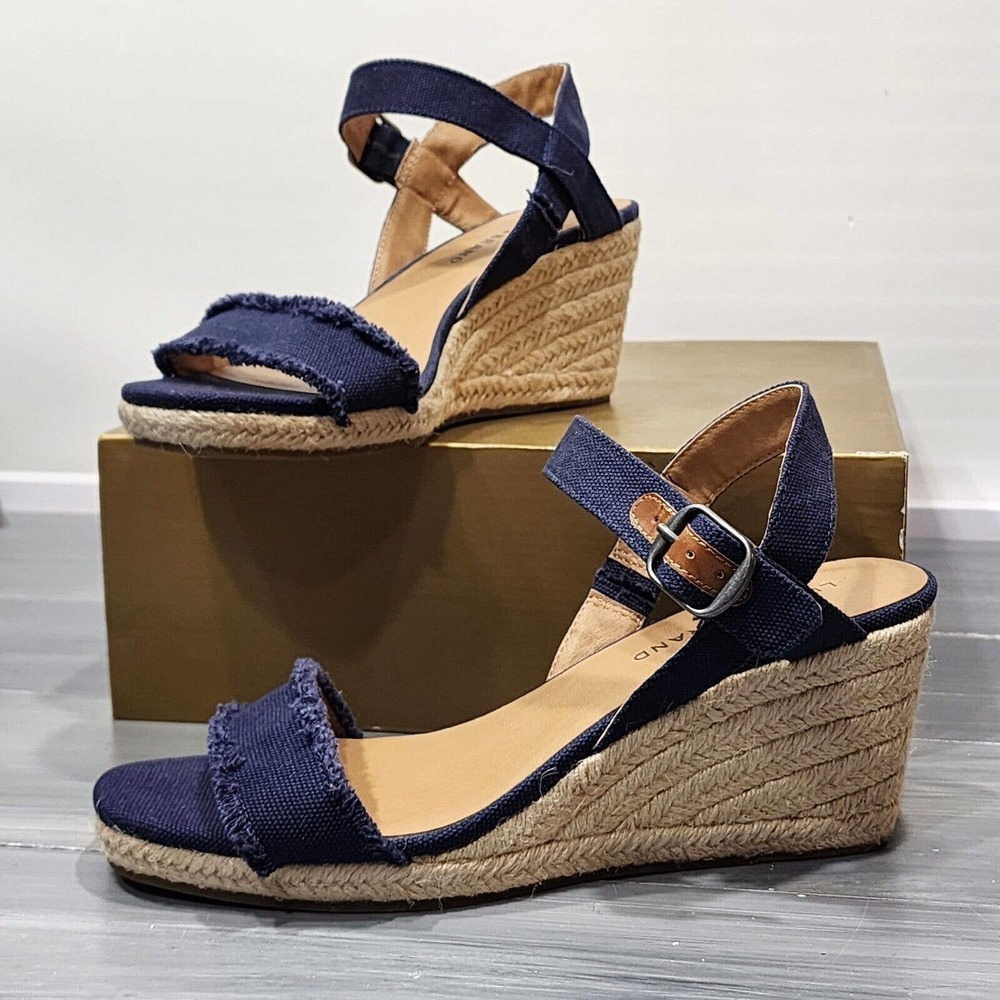 Lucky Brand Navy Espadrille Wedge Sandals